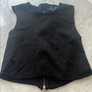 Lamarque Sleeveless Sheer Black Tank Top with Zipper Detail